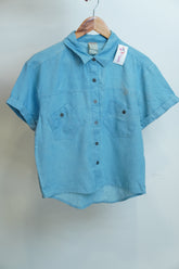 Women’s Light Blue Denim Style Short Sleeve Shirt